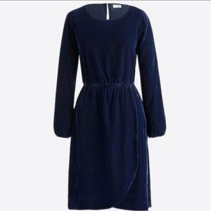 J. Crew Blue Long sleeve velour dress.
